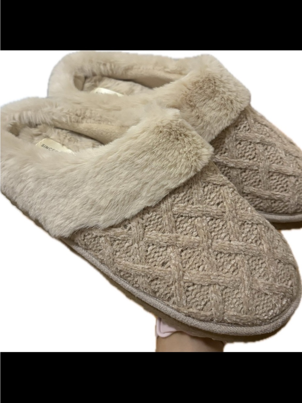 Slippers sincerely Jules 5-6 new fuzzy slides clogs tan